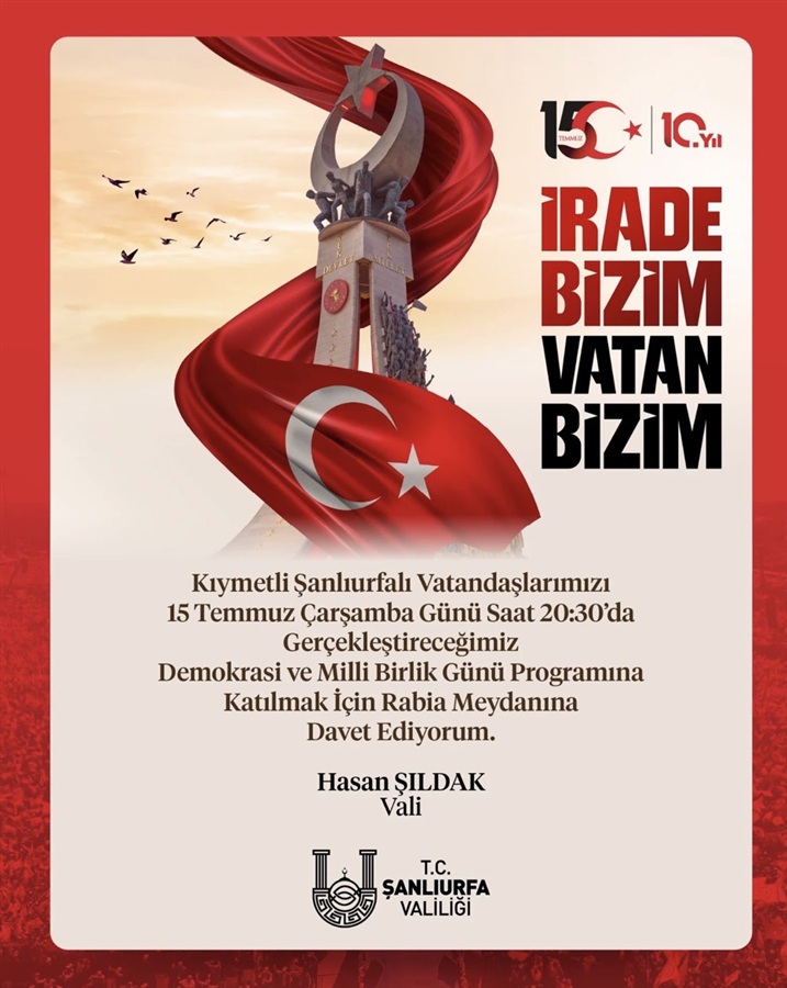 15 Temmuz Demokrasi ve Millî Birlik Günü Anma Programına Davet 